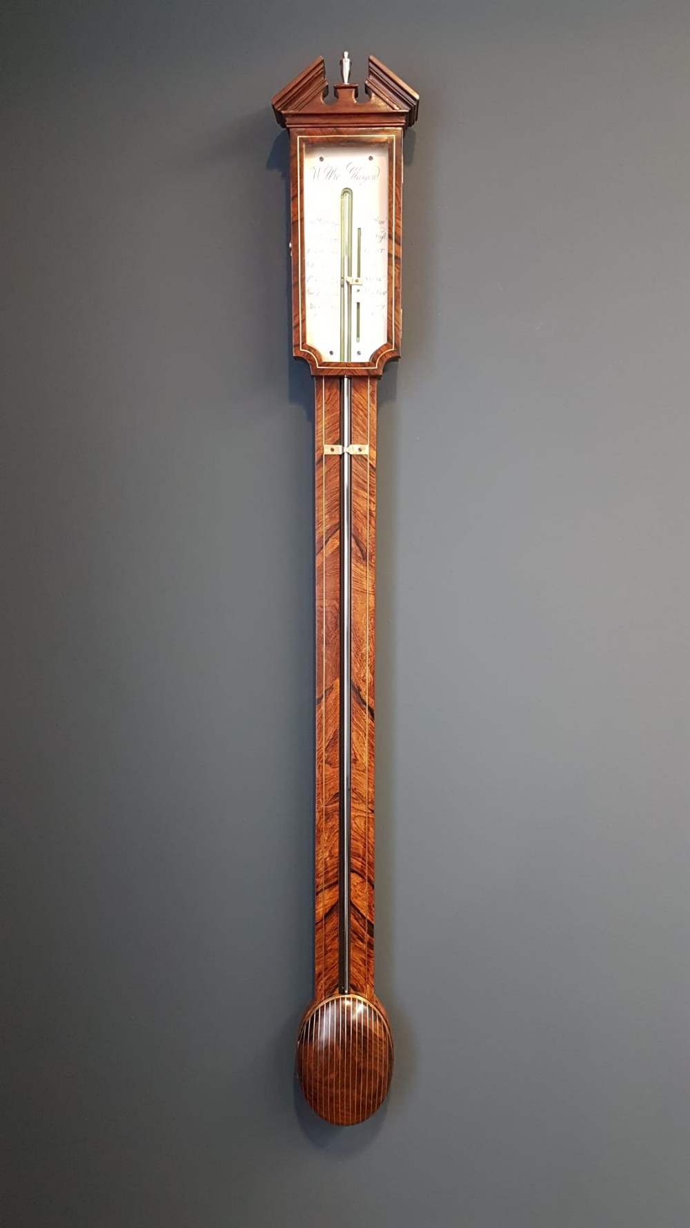 Superb Regency Figured Rosewood Stick Barometer