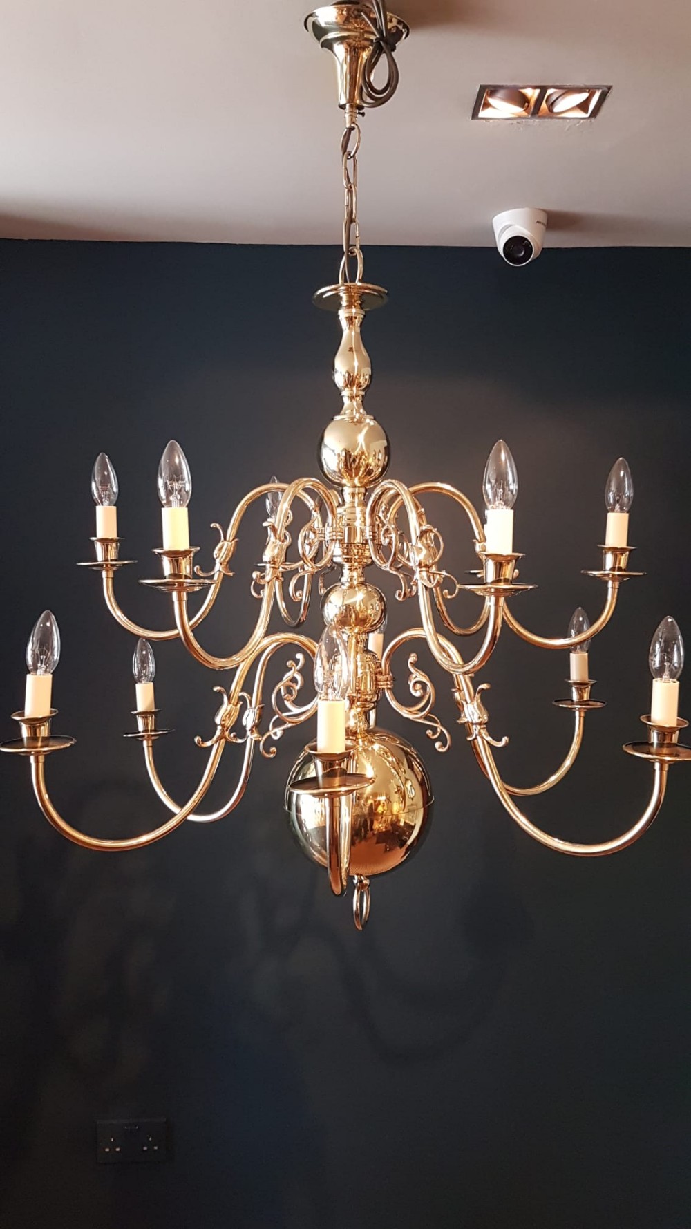 Large Edwardian 12 Arm 2 Tier Chandelier