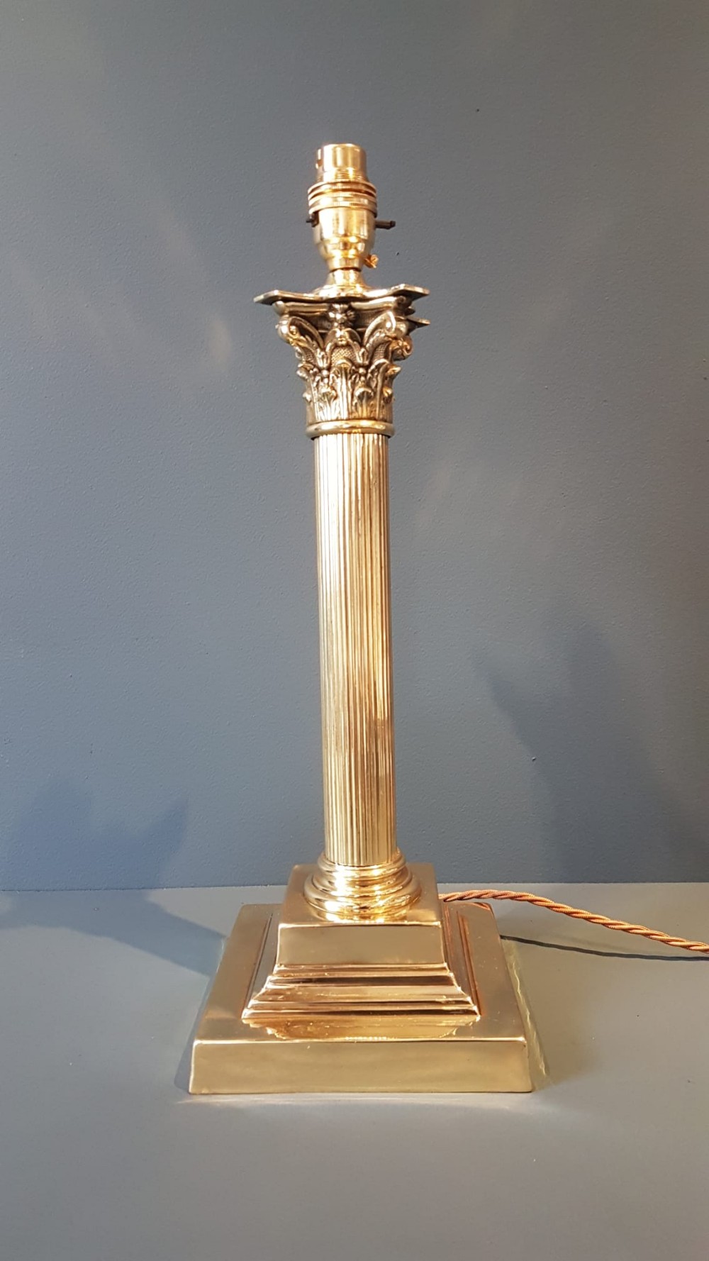 Edward Brass Corinthian Column Table Lamp