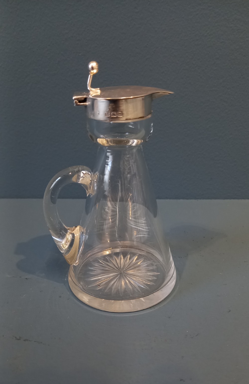 GEORGE V PERIOD SILVER WHISKY NOGGIN DECANTER