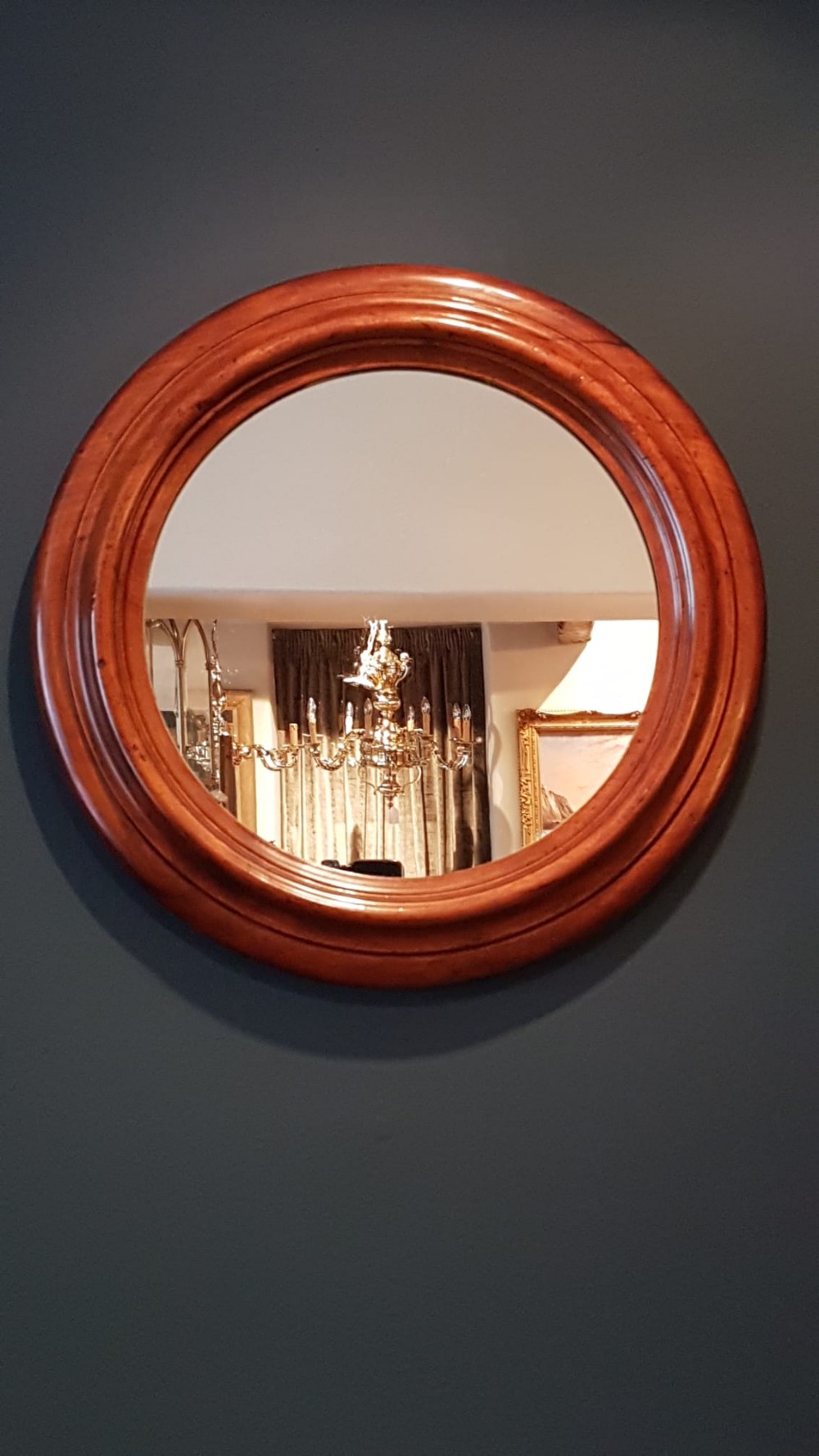Victorian Circular Walnut Framed Mirror