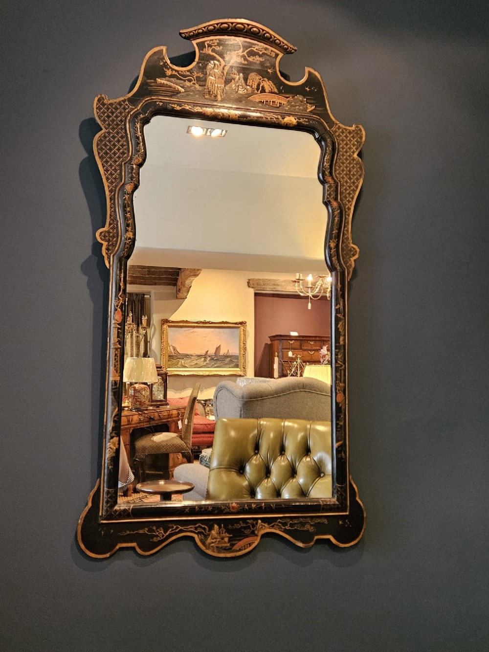 Large Edwardian Chinoiserie Mirror