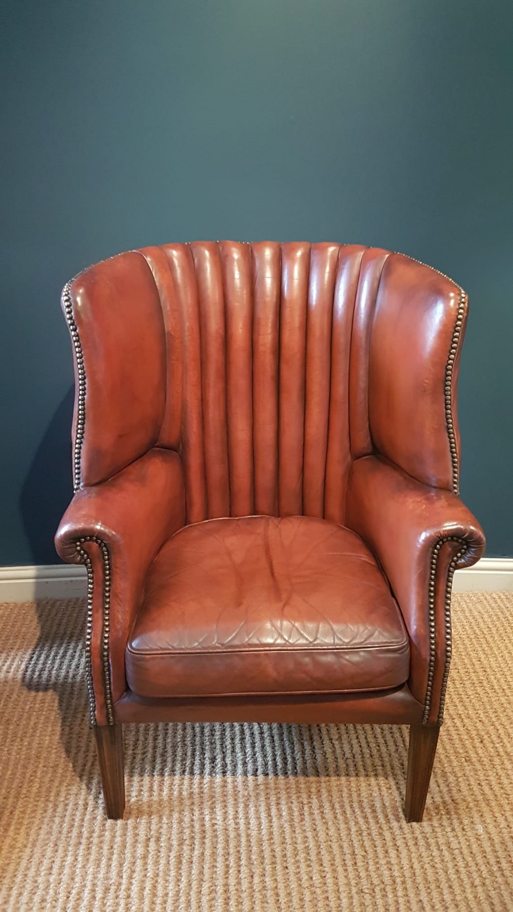 1920's Leather Barrel Back Arm Chair