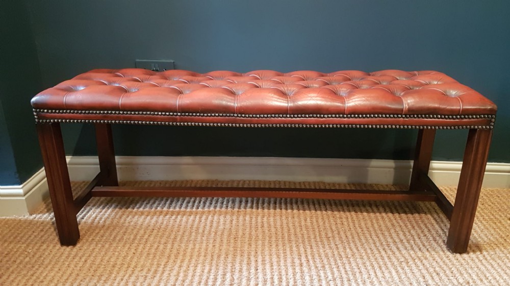 Leather Topped Double Stool