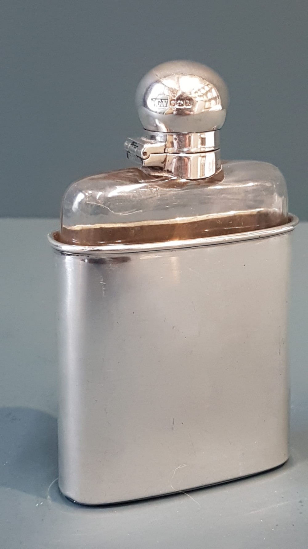Edwardian Silver Kidney Shaped Hip Flask