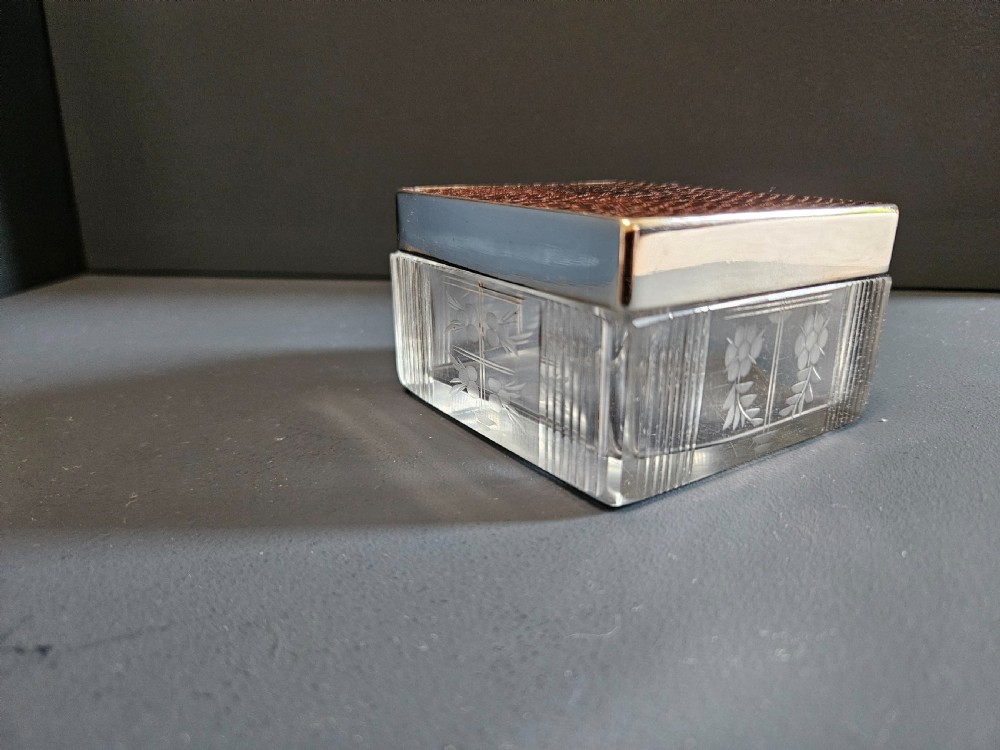 Aspreys Silver & Lizard Skin Top Powder Jar View II