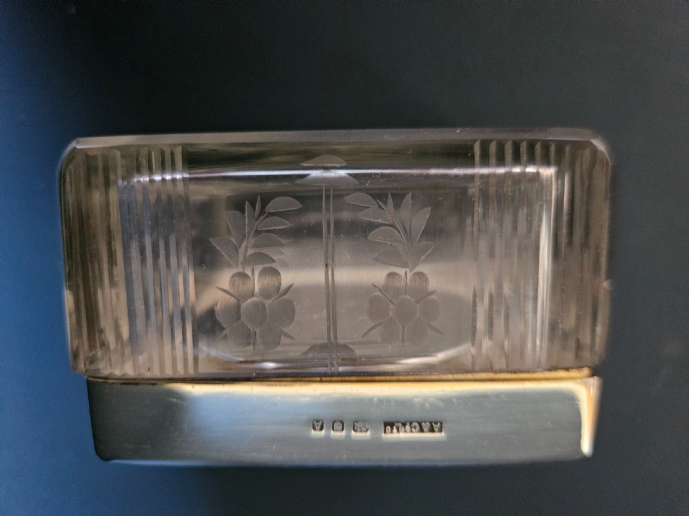 Aspreys Silver & Lizard Skin Top Powder Jar View X