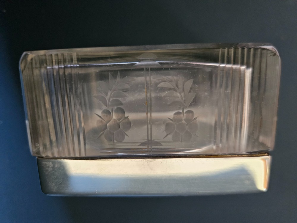 Aspreys Silver & Lizard Skin Top Powder Jar View XII