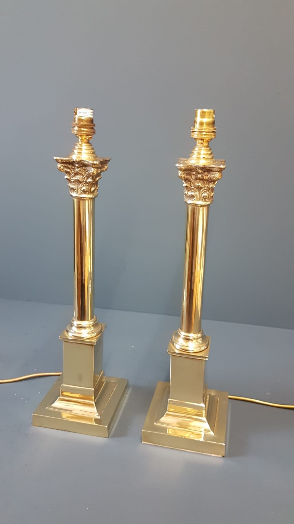 Matching Pair of Edwardian Cast Brass Table Lamps