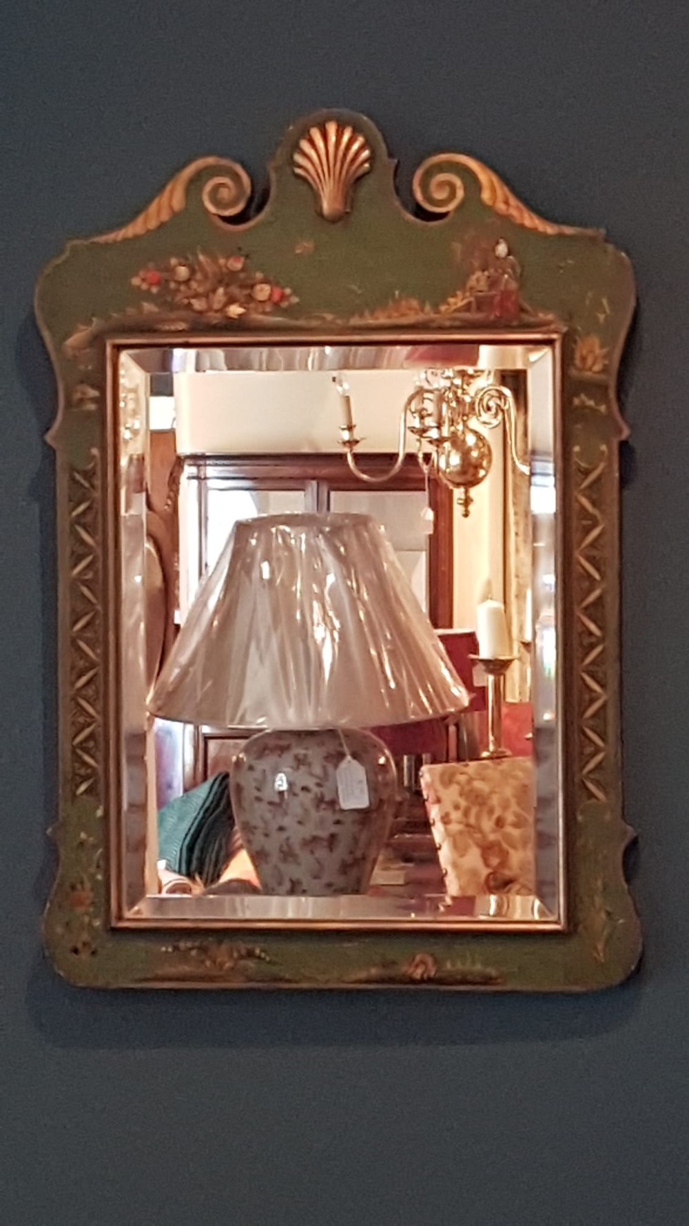 Edwardian Green Chinoiserie Mirror