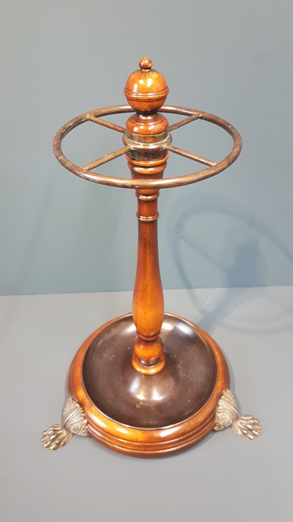 Edwardian Walnut and Brass Stick Stand