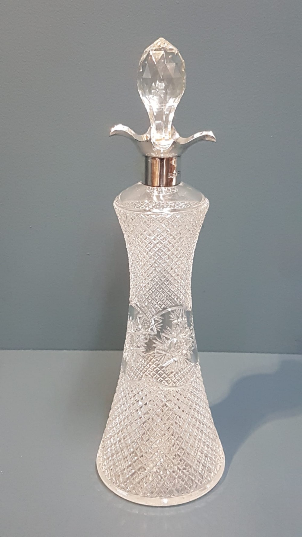 Edwardian Walker and Hall Silver Mounted Decanter