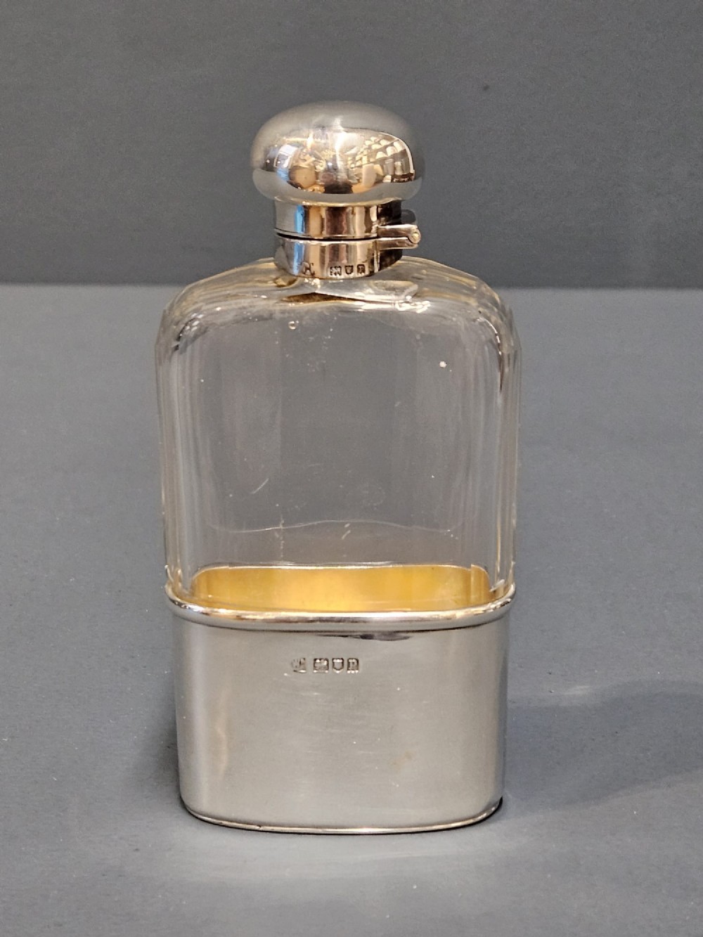 Victorian Silver and Faceted Crystal Hip Flask