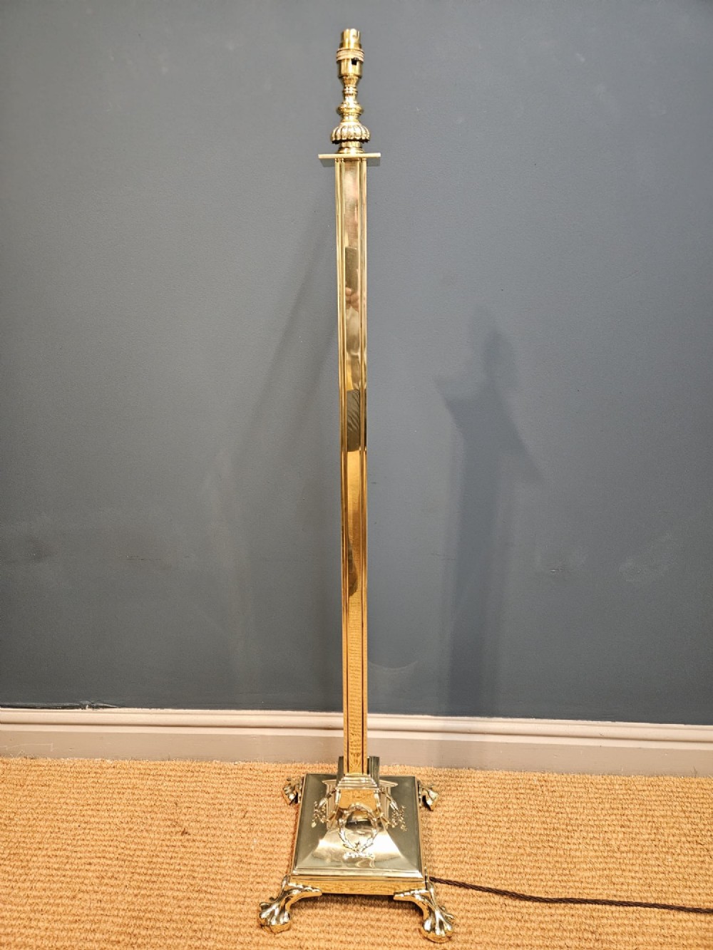 Edwardian Brass Rise and Fall Standard Lamp
