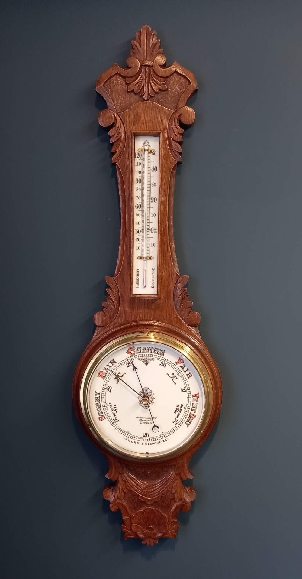 Mid Victorian Benetfink of London Banjo Barometer