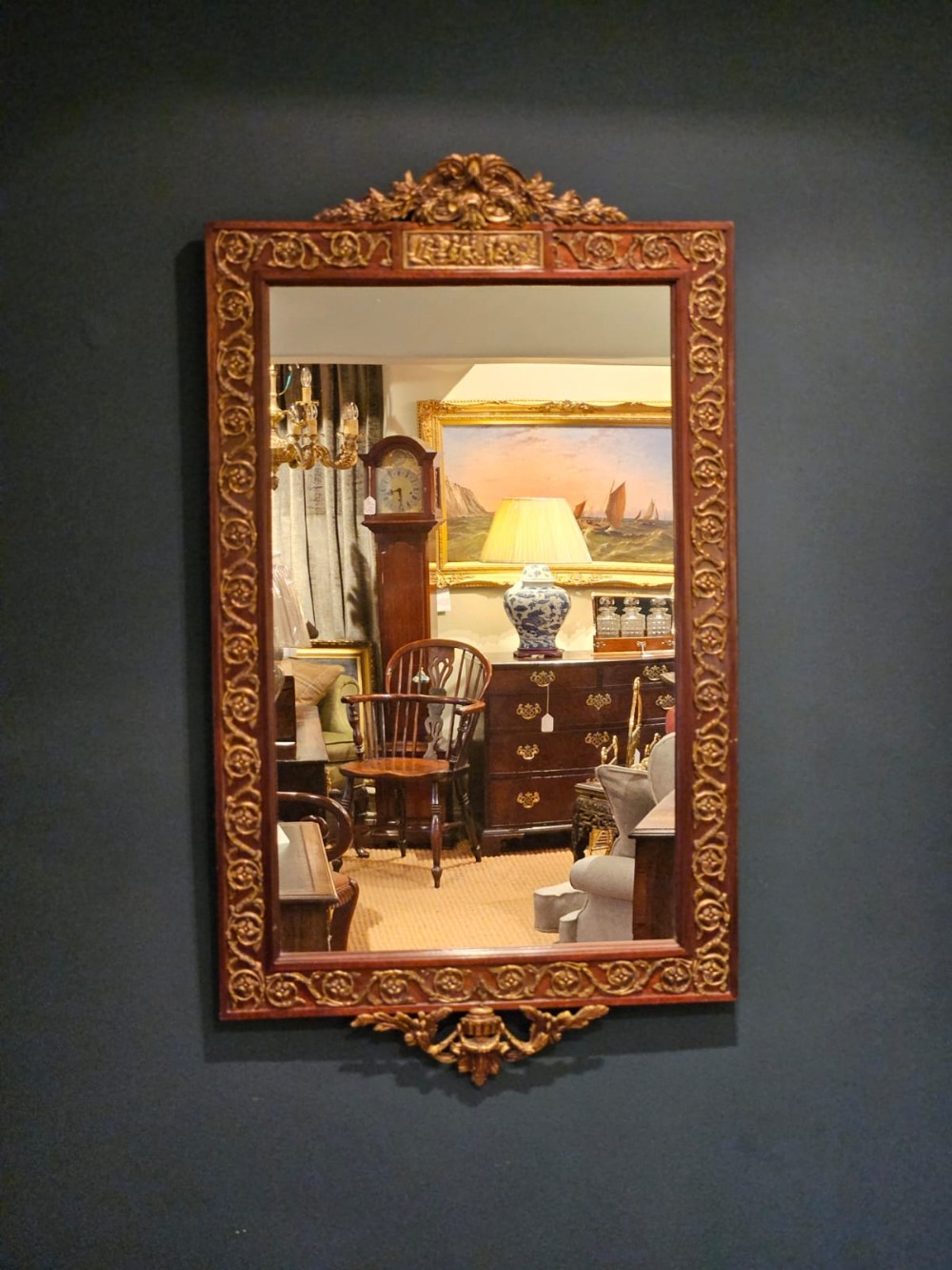 Late Victorian Mahogany & Gilt Brass Mirror