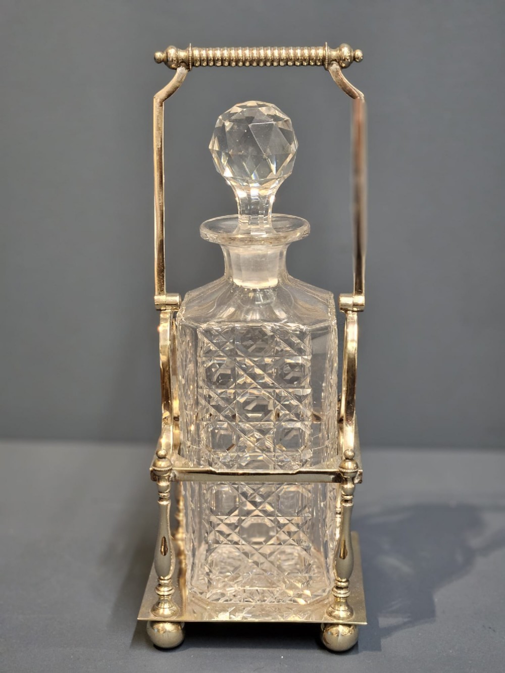 Victorian Cut Crystal Decanter & Silver Plated Stand
