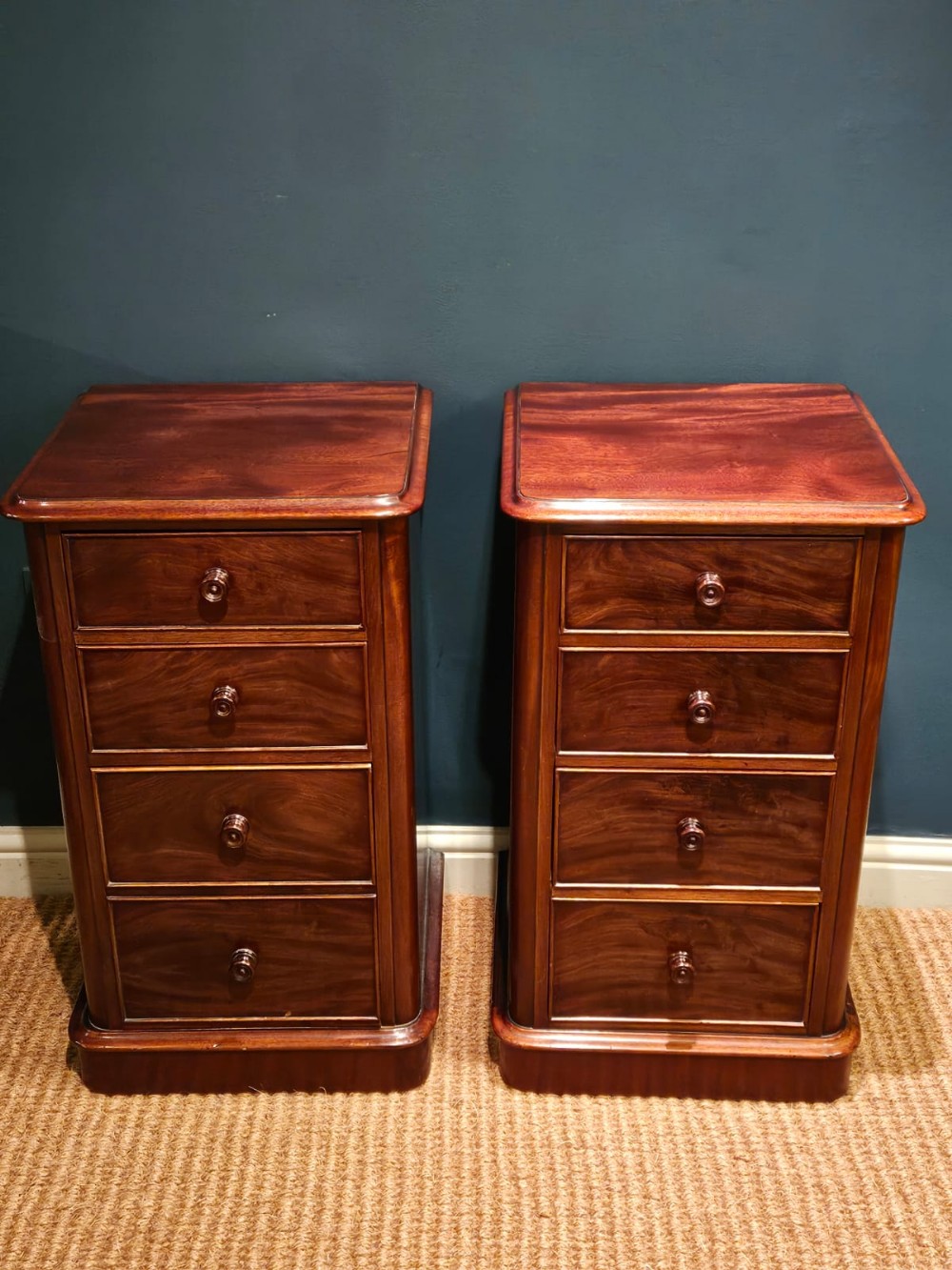 Pair Victorian Mahogany Bedside Cabinets
