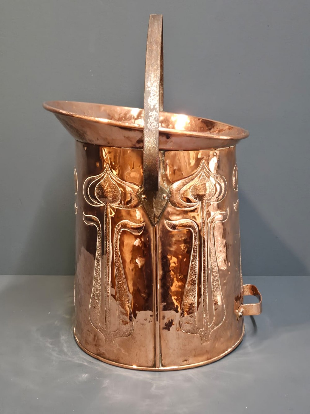 Art Nouveau Copper Coal Scuttle