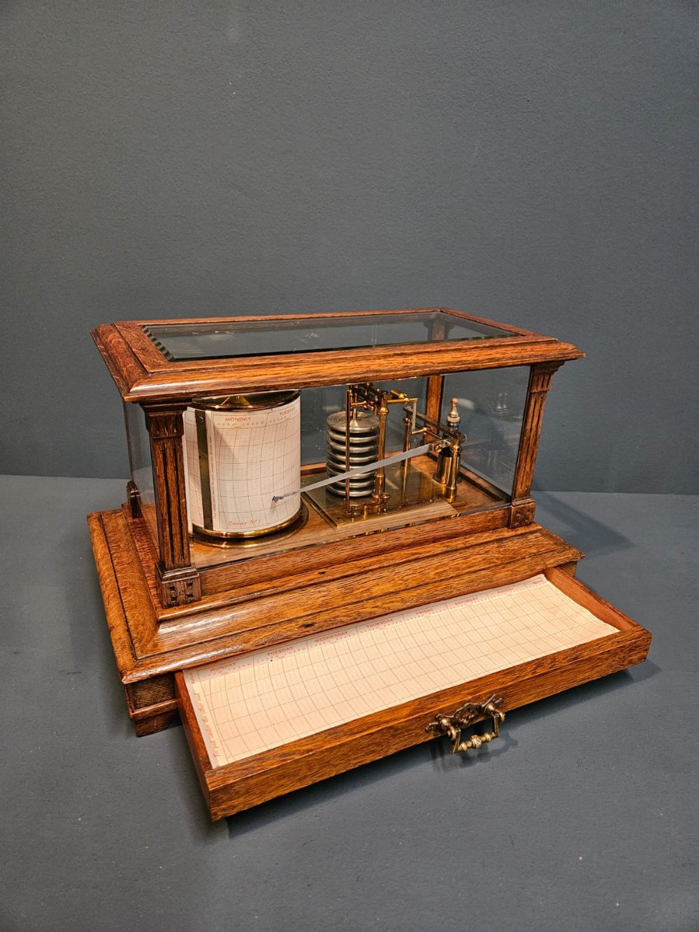 Edwardian Oak Cased Barograph