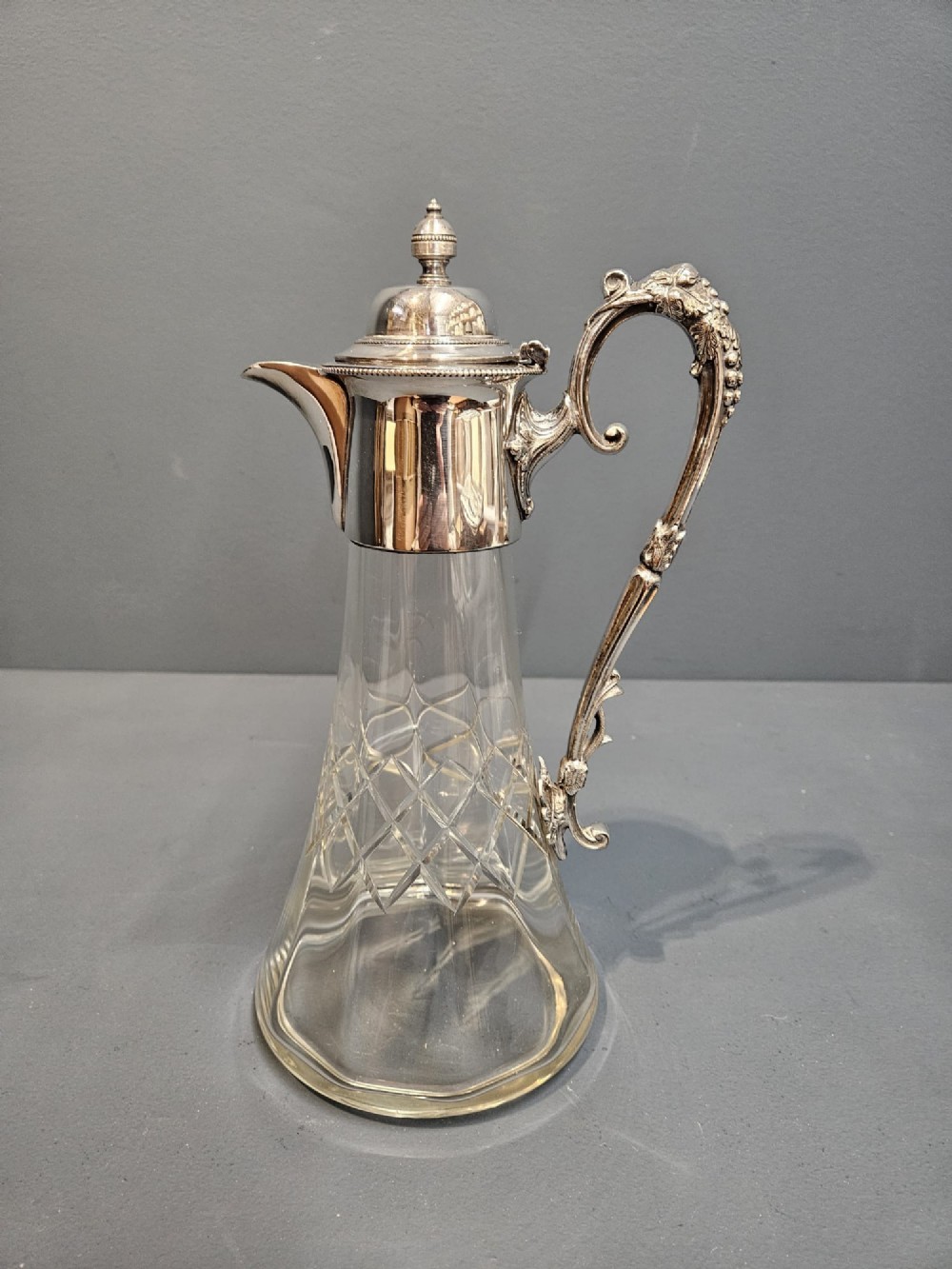 Late Victorian Silver Plated and Crystal Claret Jug
