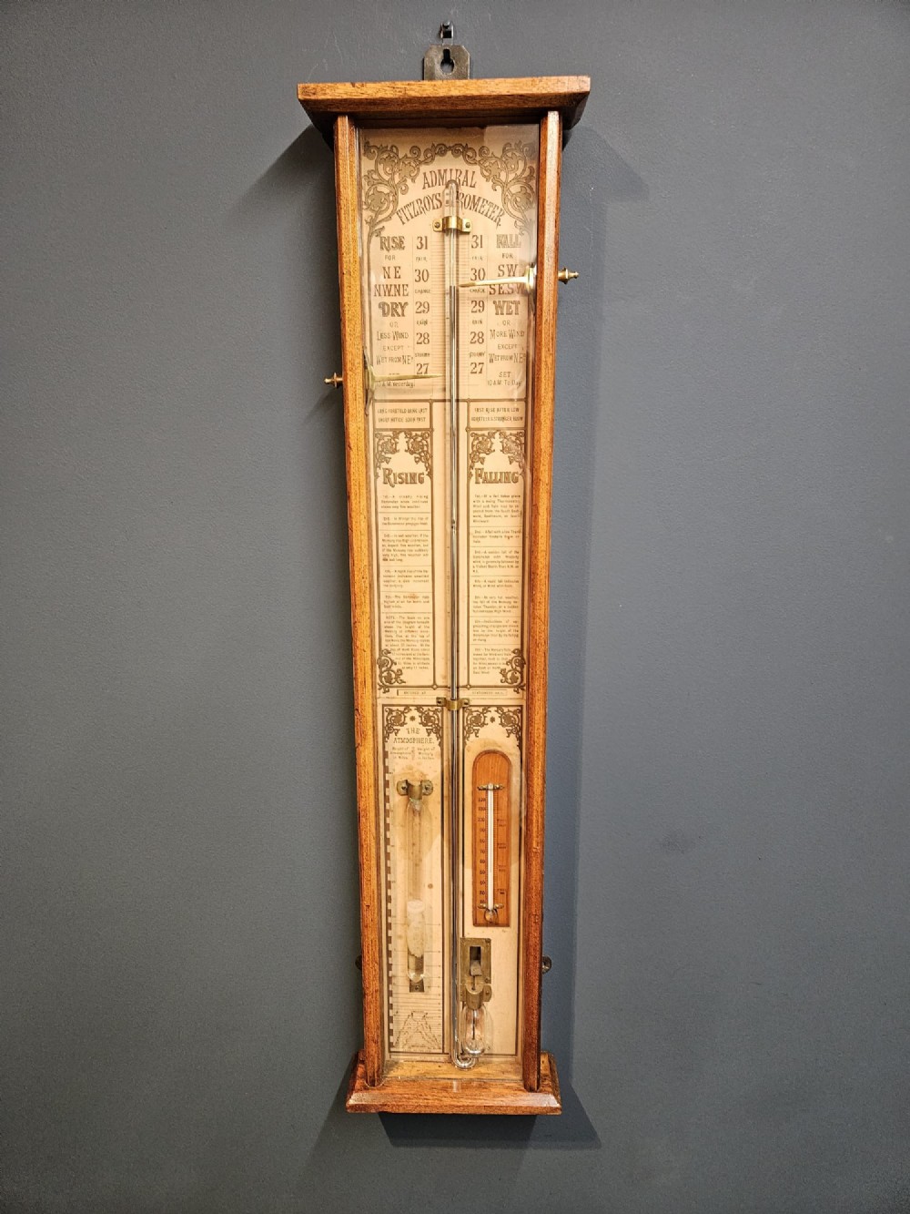 Victorian Oak Cased Admiral Fitzroy Barometer