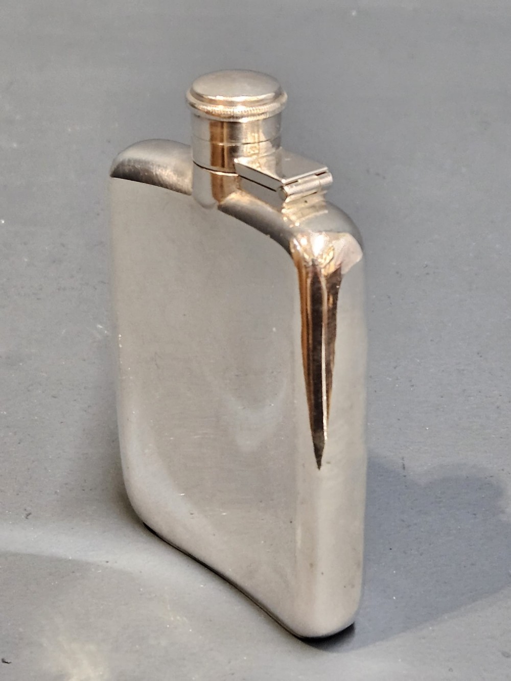 George V Period Silver Curved Hip Flask