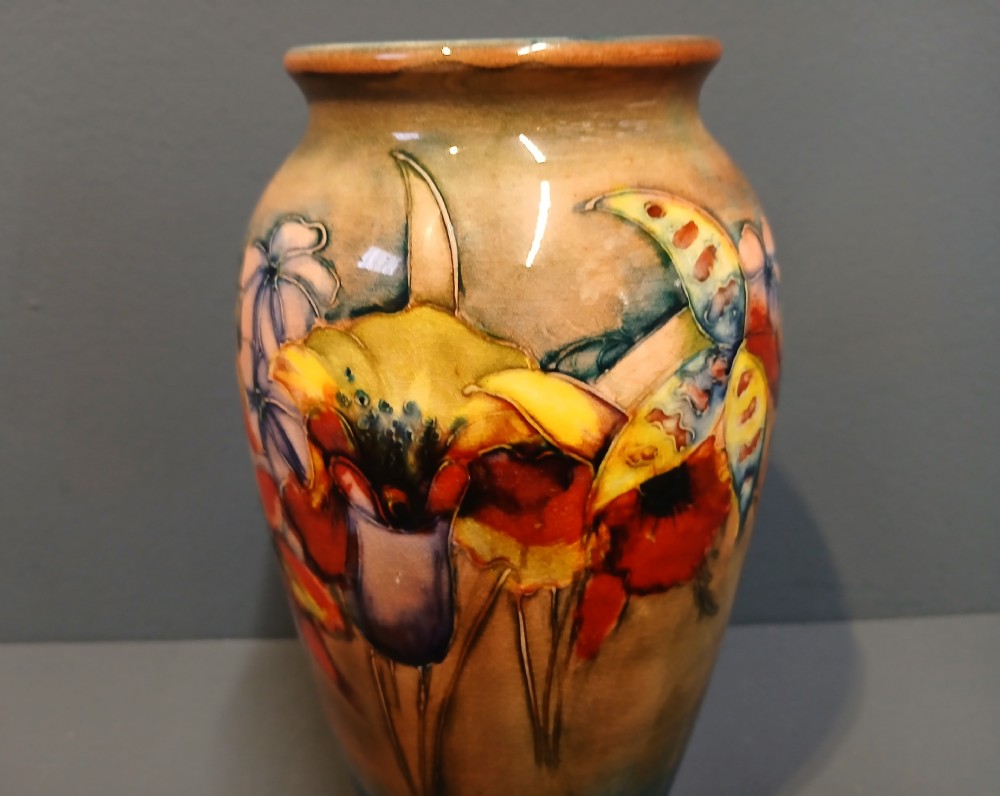 MOORCROFT SLIPPER ORCHID FLAMBE GLAZED VASE View IV