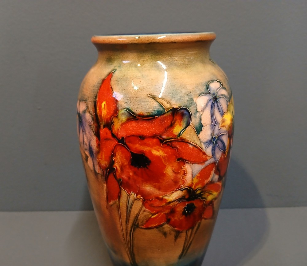 MOORCROFT SLIPPER ORCHID FLAMBE GLAZED VASE View V