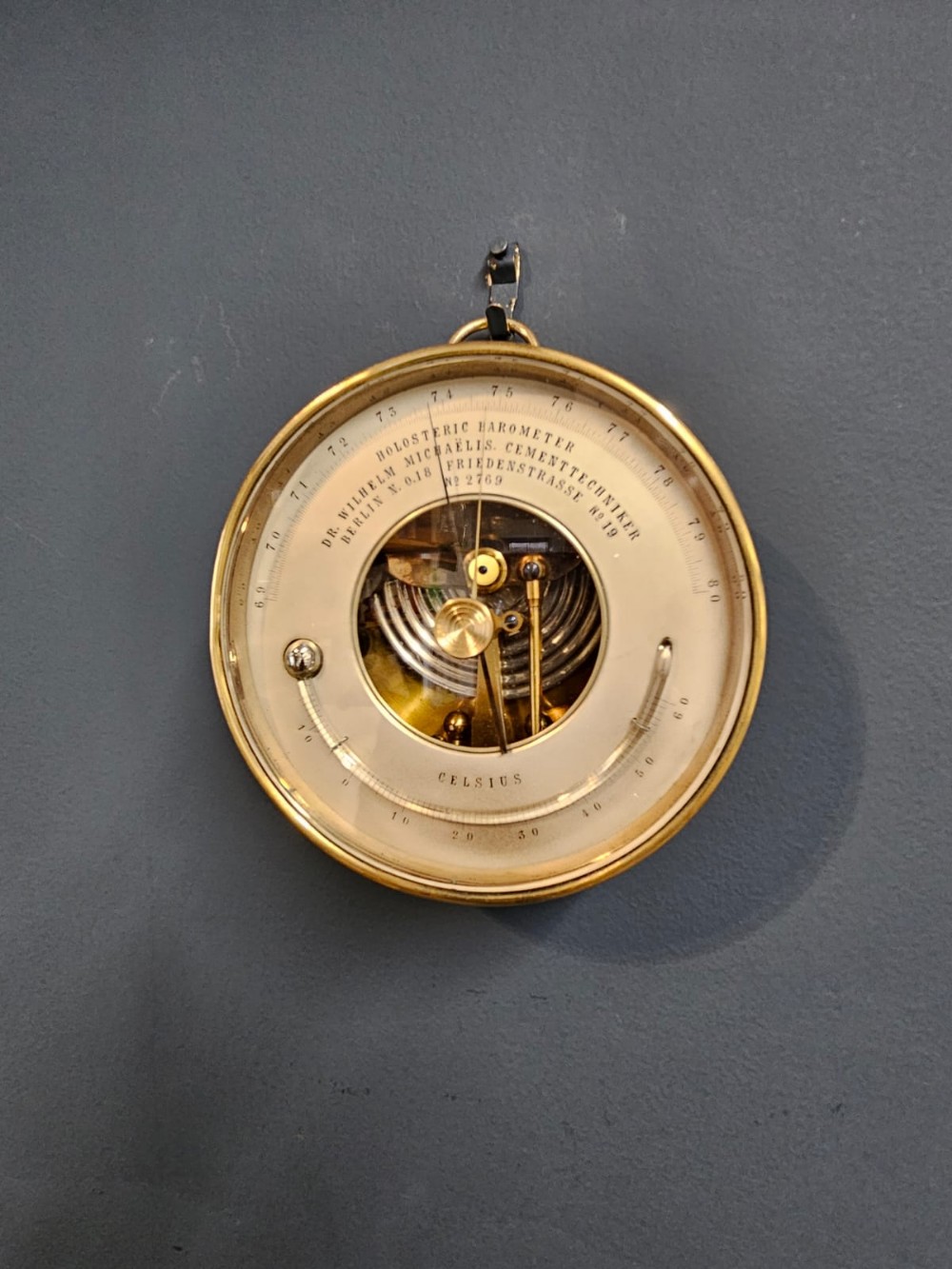 Skeletonised Marine Barometer with Thermometer