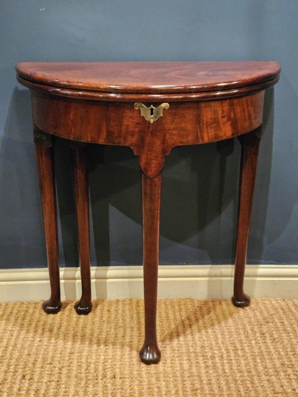 George II Red Walnut Demi Lune Gaming Table