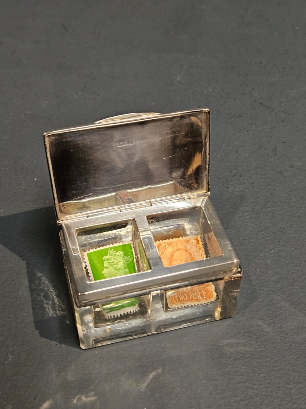 Silver and Crystal Stamp Box