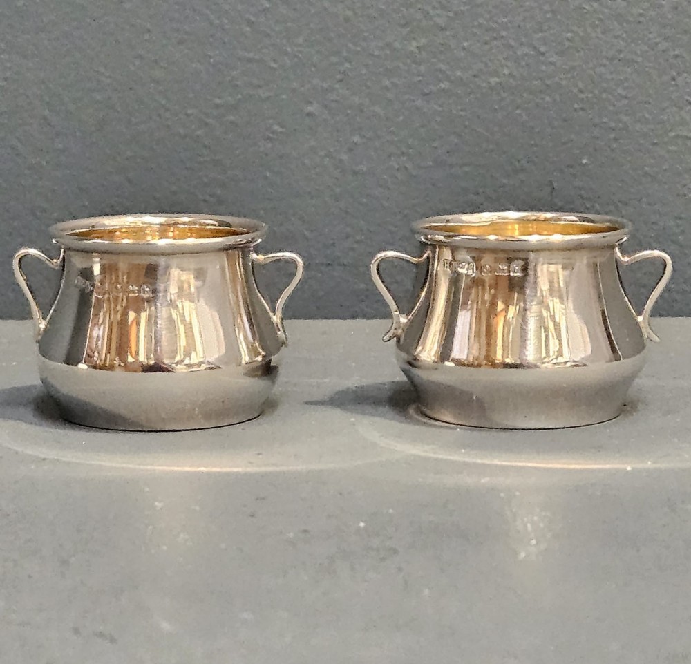 Pair of Edwardian Silver Cauldron Salts