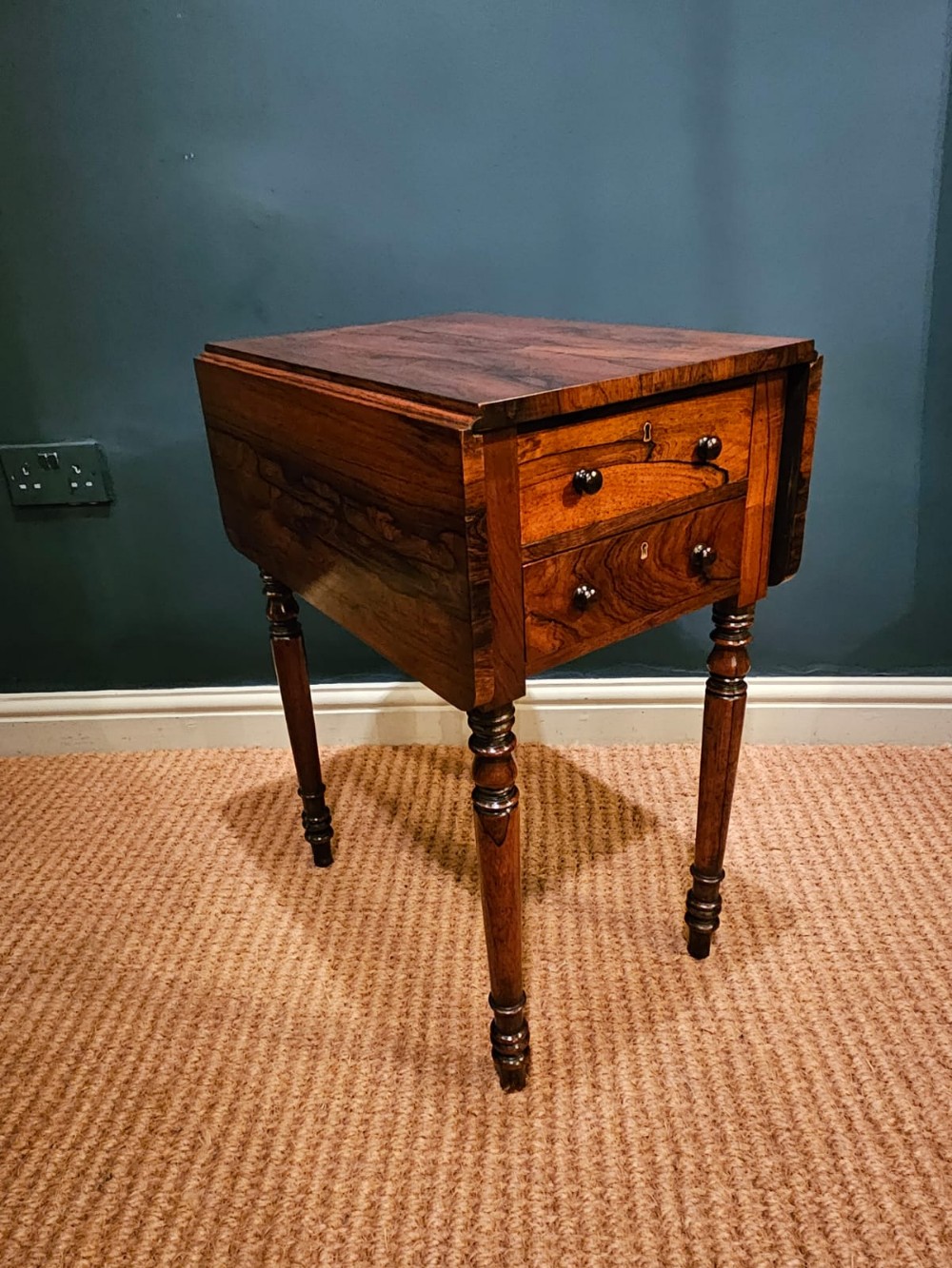 Regency Rosewood Drop Leaf Lamp or Occasional Table