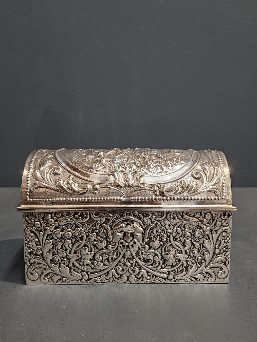 Large Chester Silver Domed Top Casket