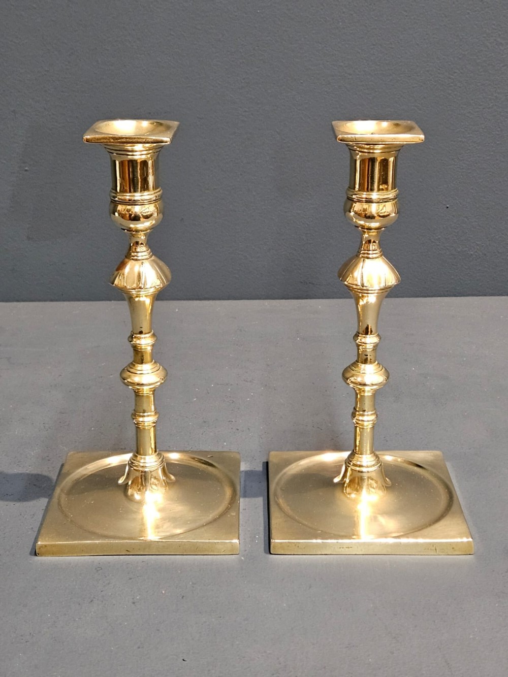 Pair of Late Georgian Brass Candlesticks