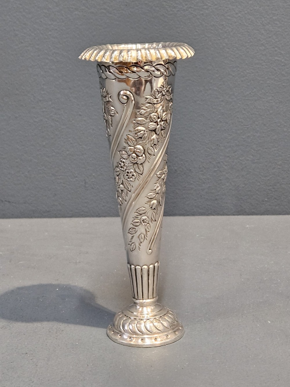 Victorian Silver Trumpet Vase by William Comyns