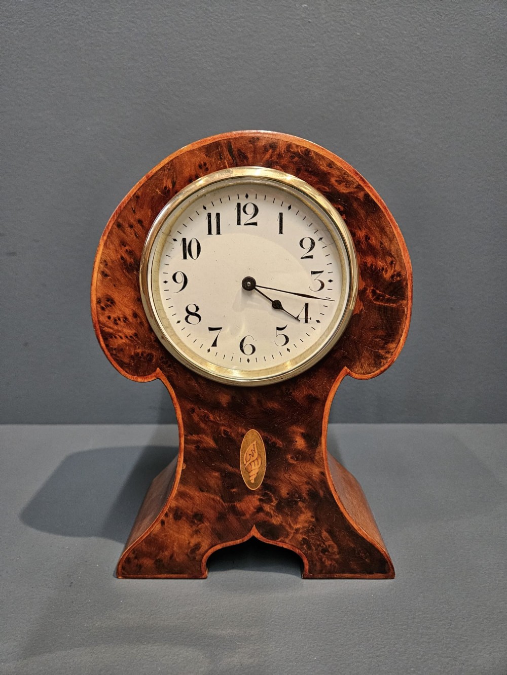 Edwardian Burr Yew Mantel Clock