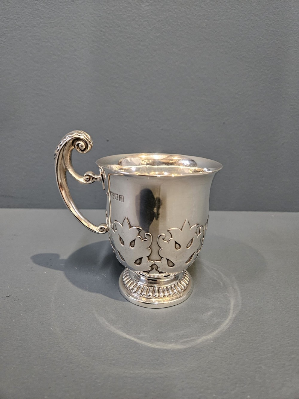 Edwardian Card Cut 6.5 Troy Oz Silver Mug