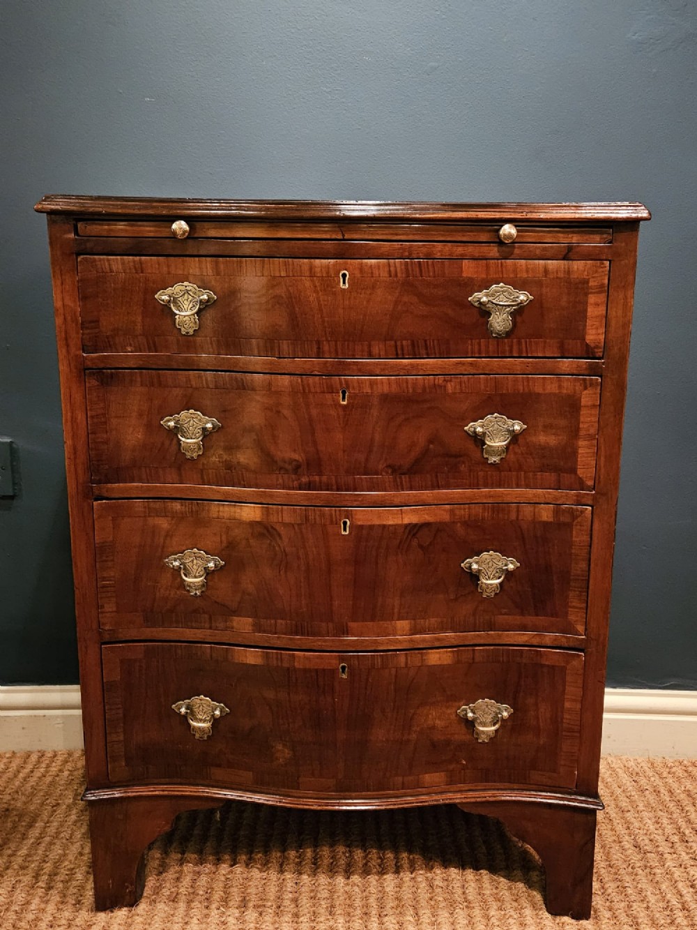 Edwardian Walnut Serpentine Chest of Drawers