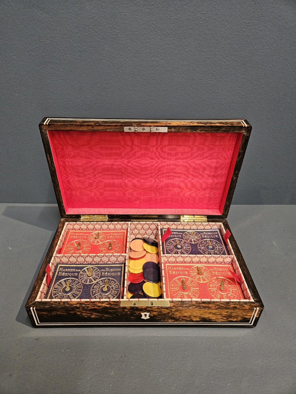 Victorian Coromandel Card Box & Contents