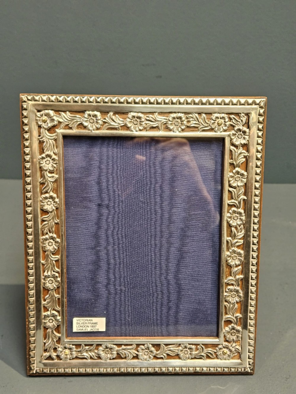 Large Victorian Silver Floral Border Photo Frame
