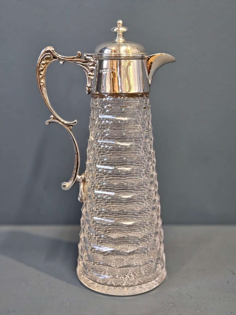 Edwardian Silver and Crystal Claret Jug