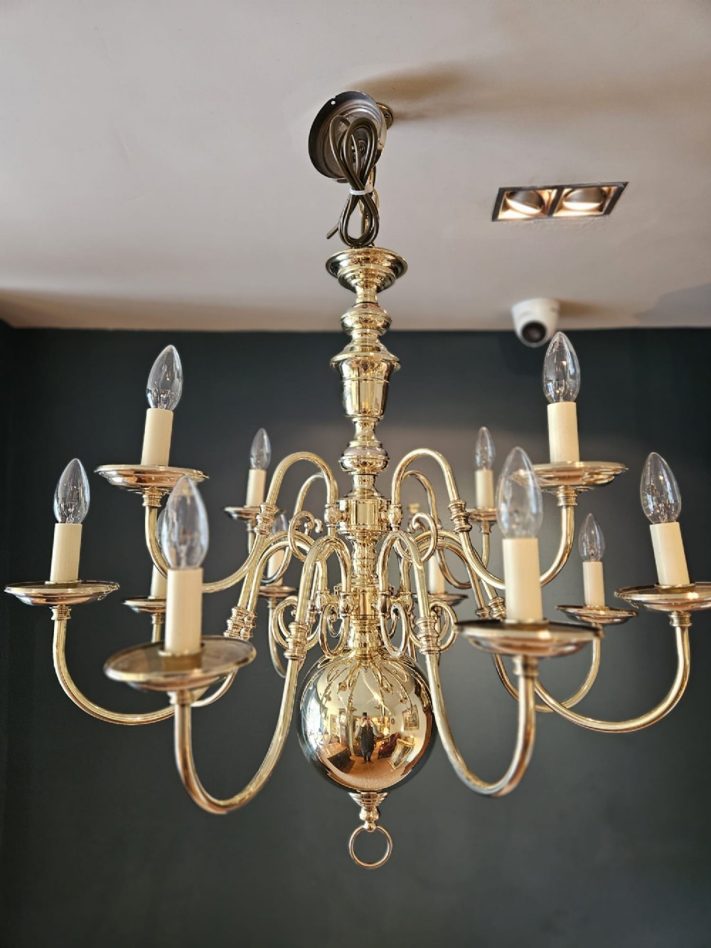 Edwardian Two Tier Brass Chandelier