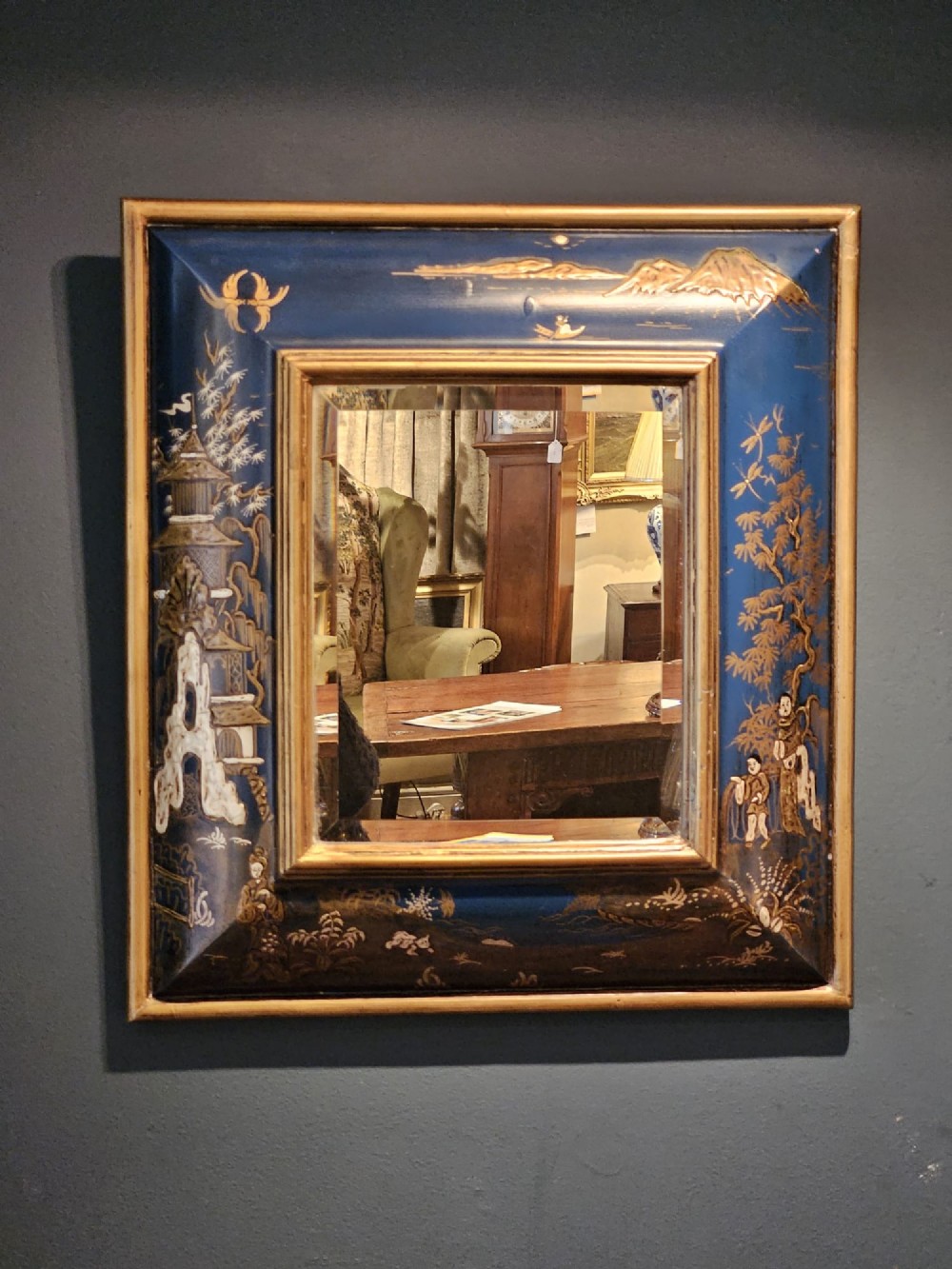 1920's Blue Chinoiserie Mirror