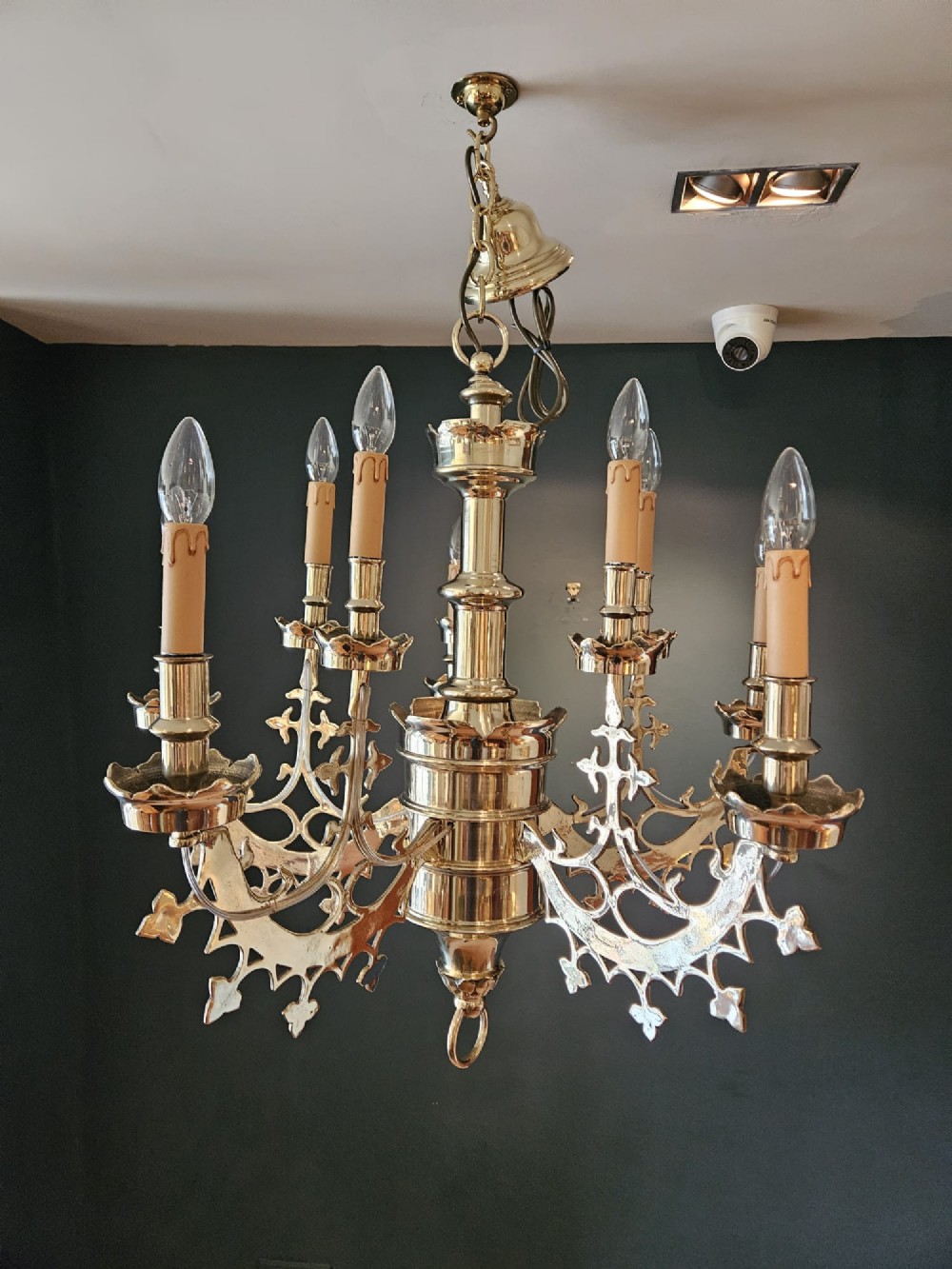 Edwardian Cast Brass Chandelier