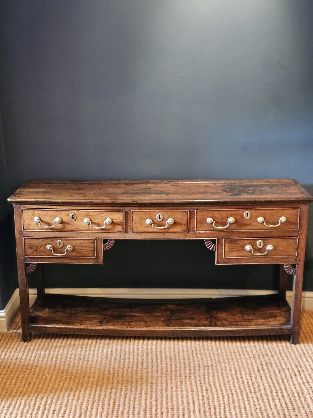 George III Oak Open Pot Board Dresser