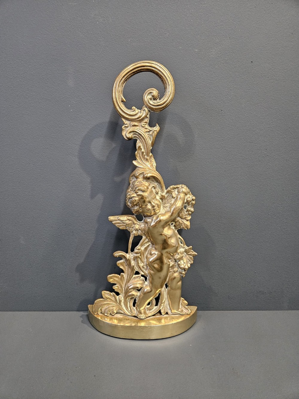 Victorian Cast Brass Cherub Door Stop