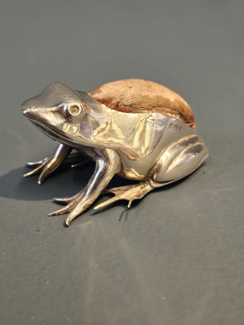 Edwardian Silver Frog Pin Cushion