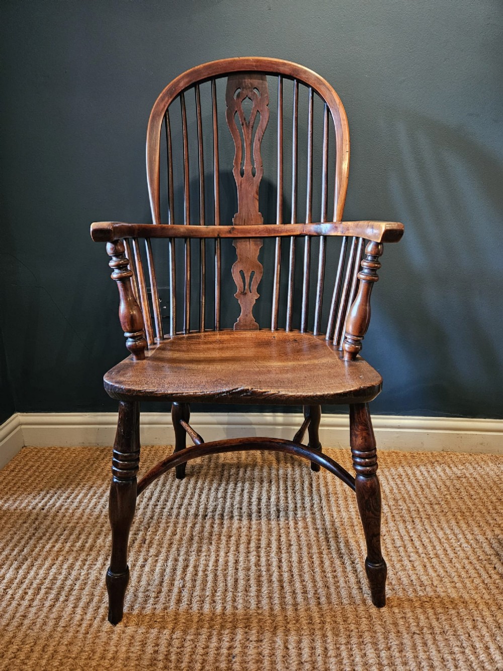 George III High Back Yew and Elm Wood Windsor Chair